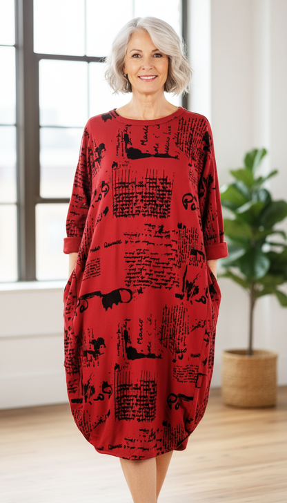 Flocking Script Midi Dress