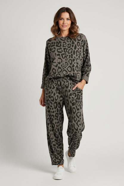 Leopard Print Sweatshirt Jogger Set