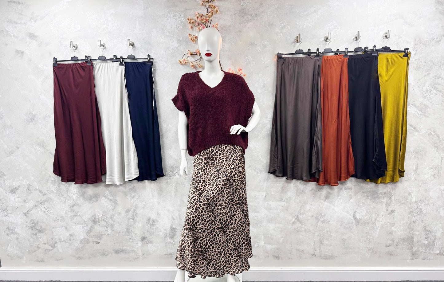 Bias Cut Silk Satin Midi Skirt