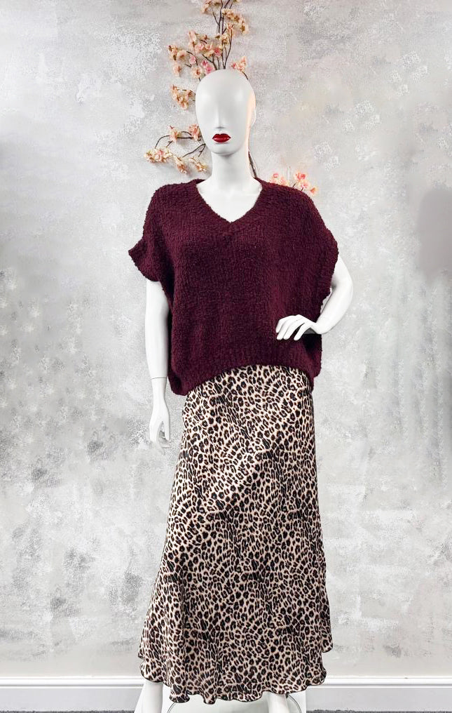 Leopard Print Silk Skirt