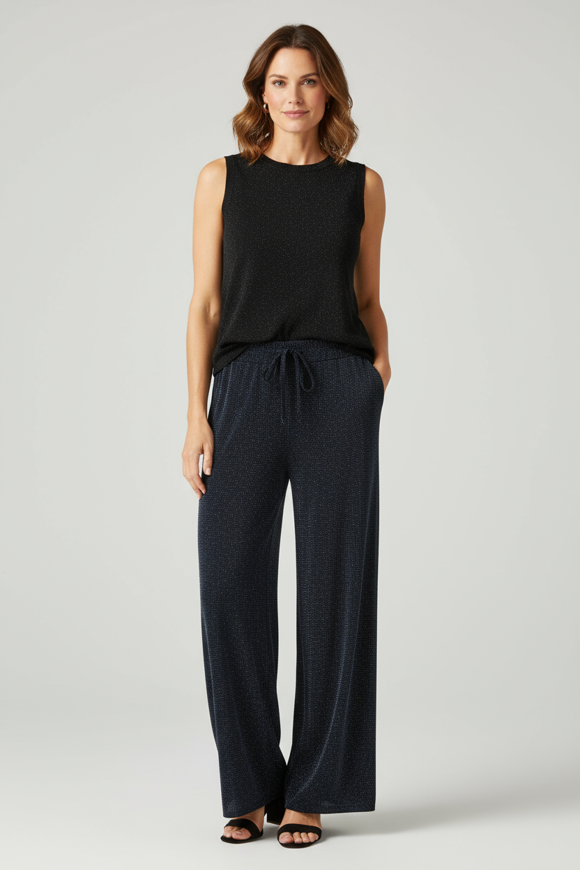 Wide Leg Lurex Trouser