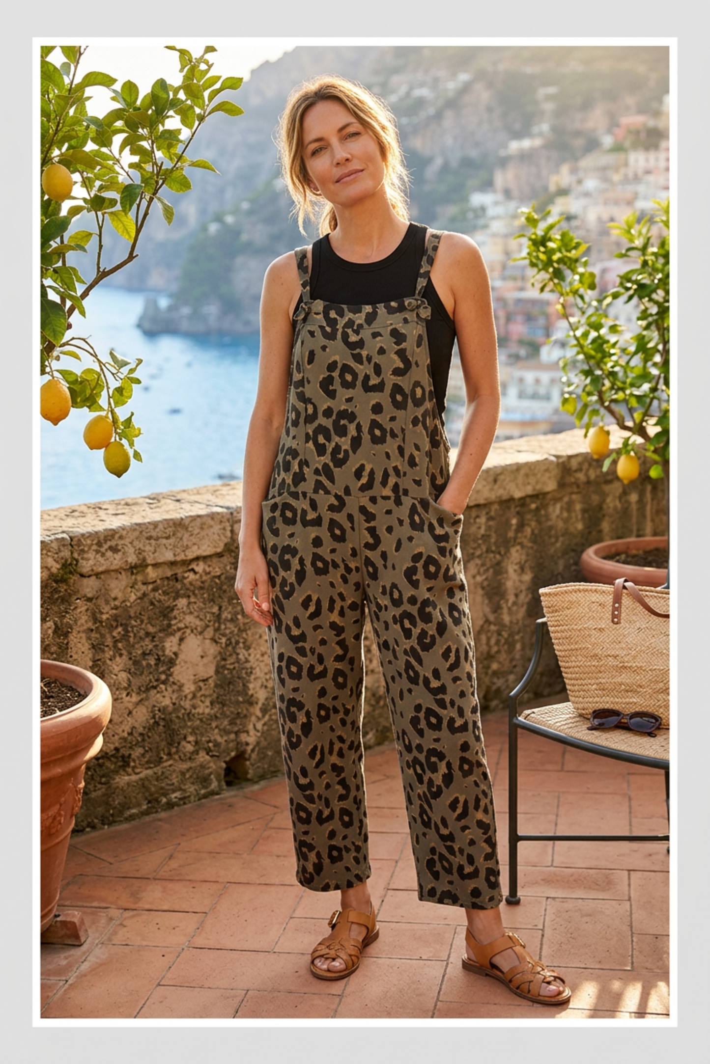 Leopard Jersey Dungarees