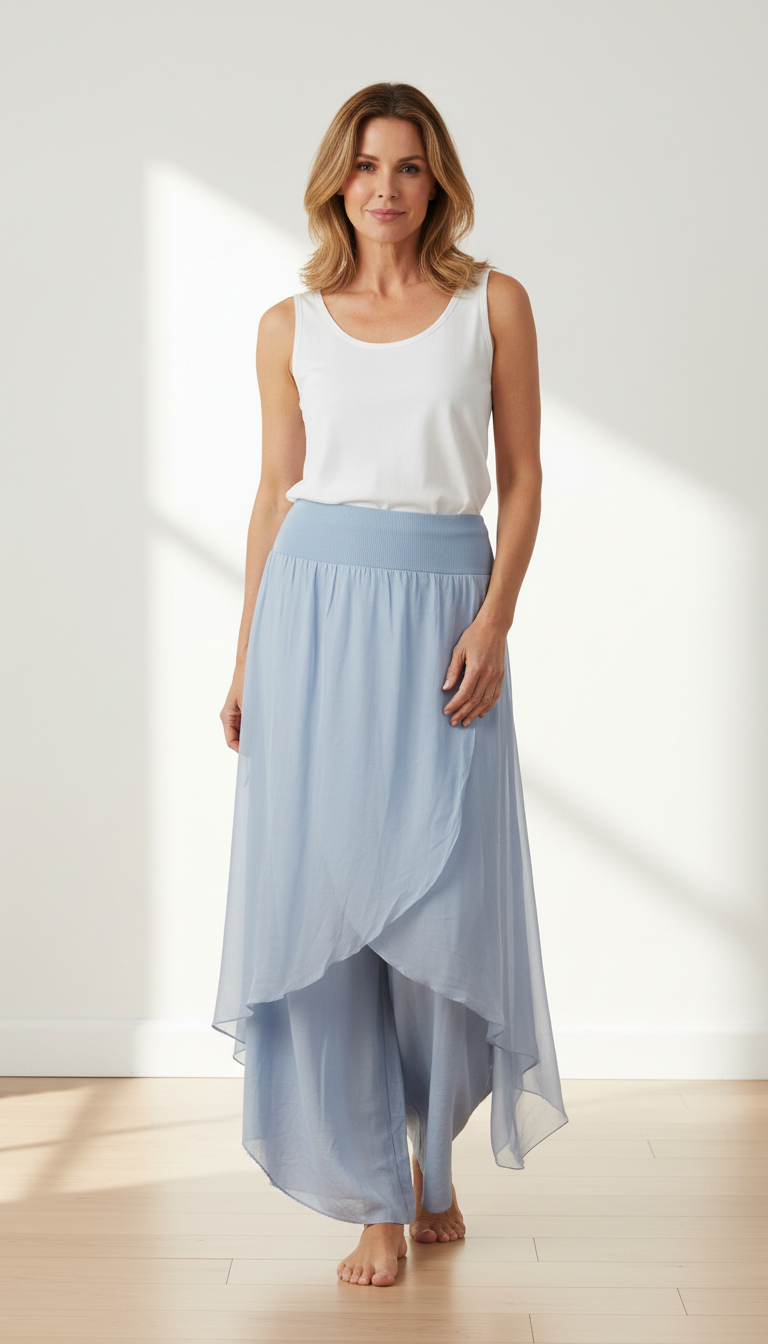 Flap Overlay Silk Trouser