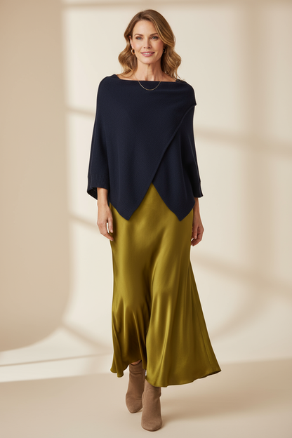 Bias Cut Silk Satin Midi Skirt