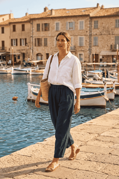 Pintuck Linen Trouser