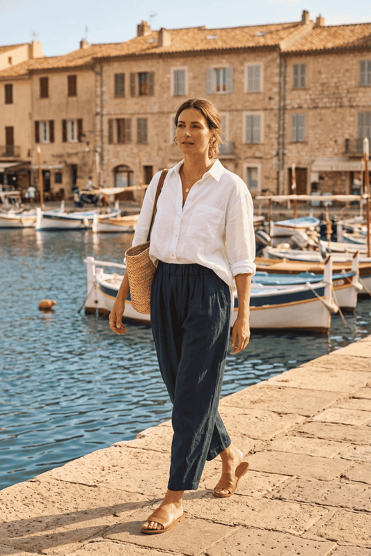 Pintuck Linen Trouser