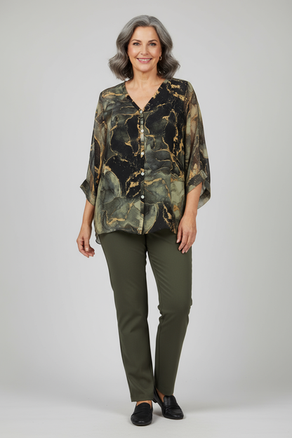 Marble Print Silk Shirt