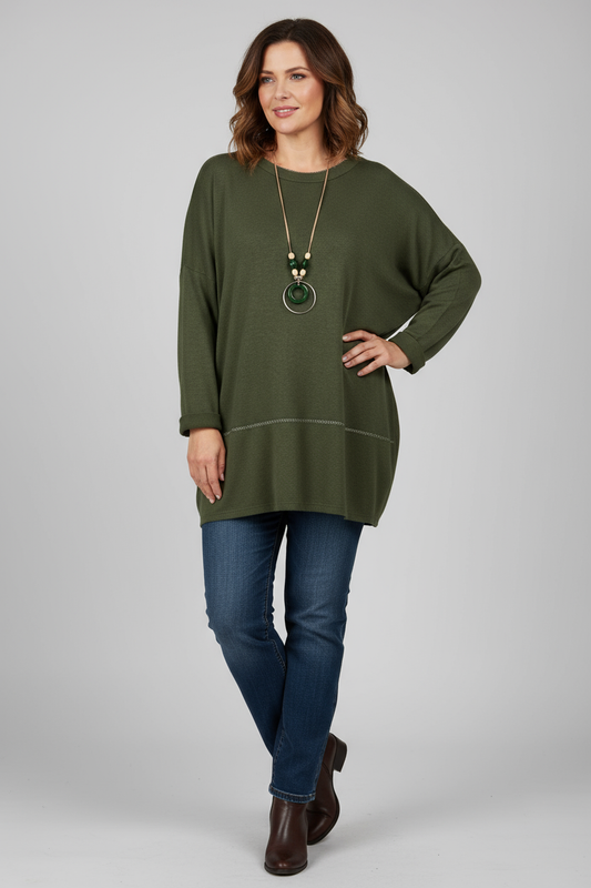 Lurex Trim Soft Knit Necklace Jumper