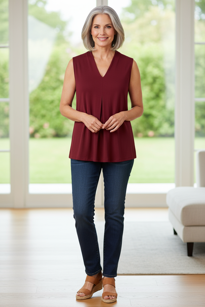 Sleeveless V Neck Top