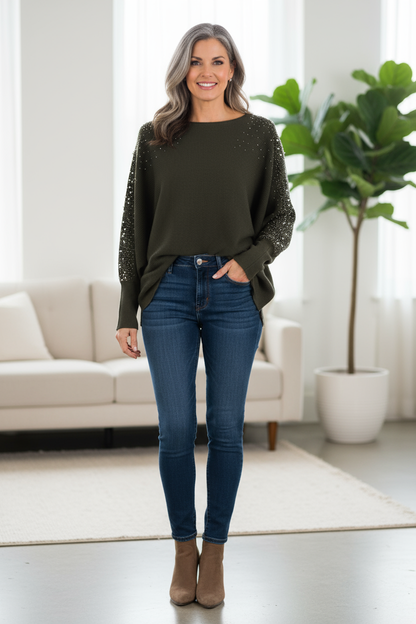 Pearl Diamante Sleeve Jumper