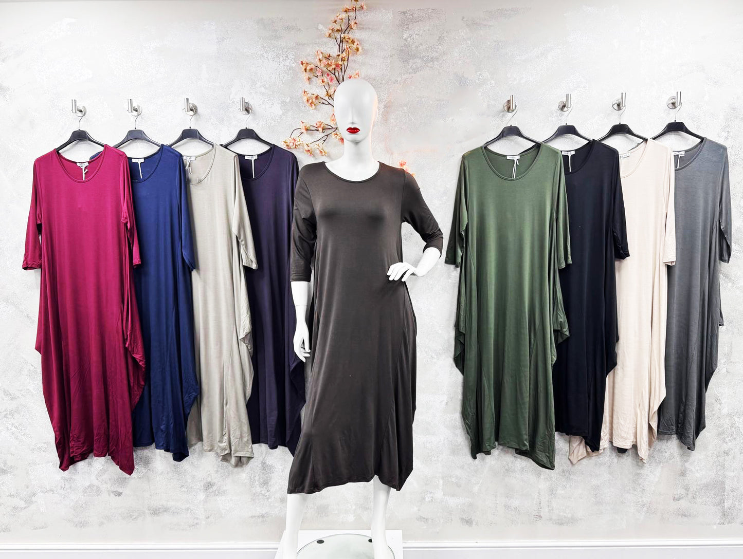 3/4 Sleeve Draped Dress