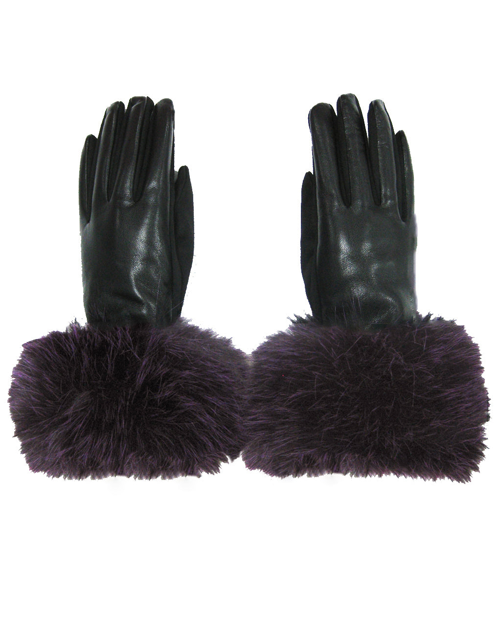 Two Tone Faux Fur Leather Gloves