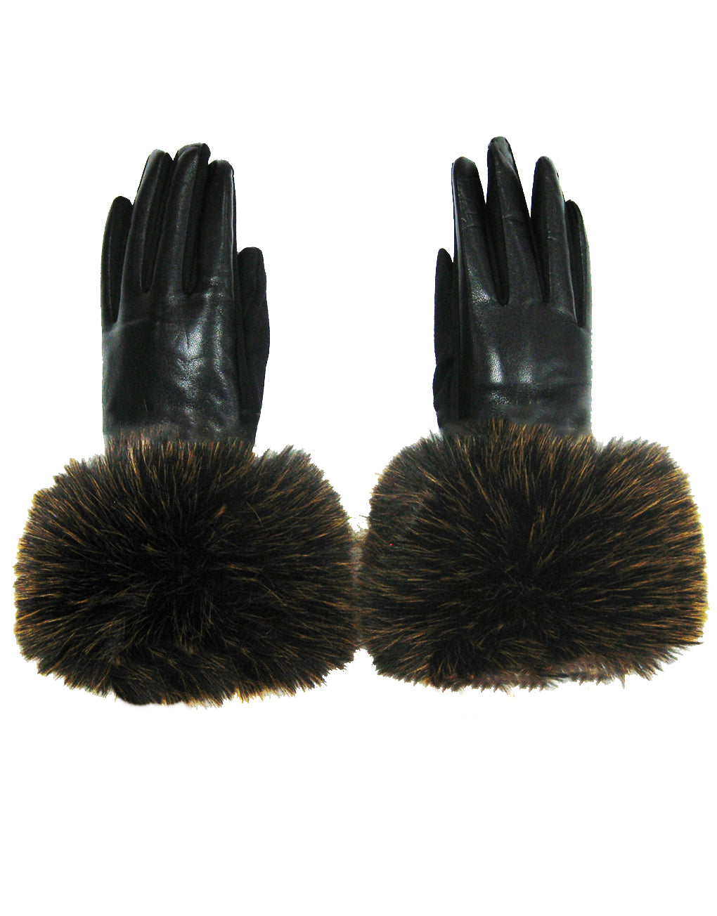 Two Tone Faux Fur Leather Gloves