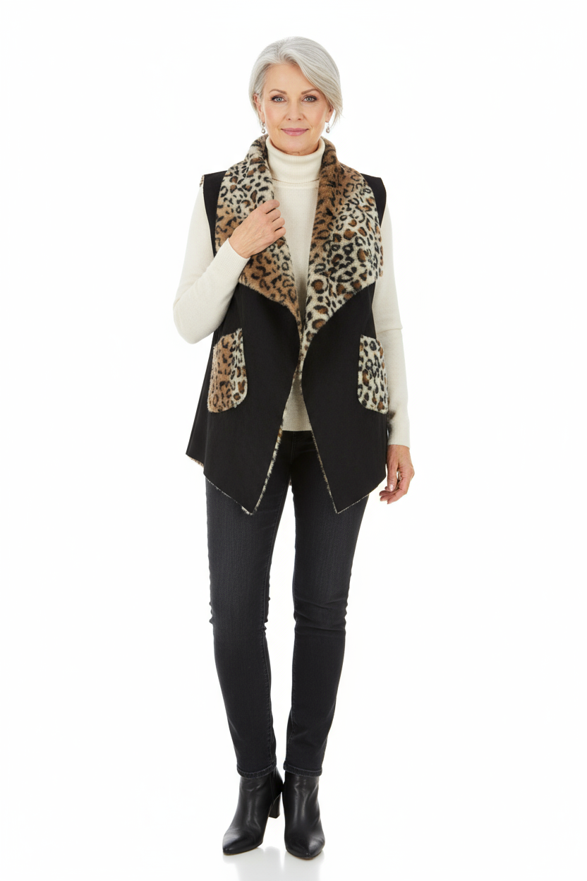 Faux Suede Leopard Gilet