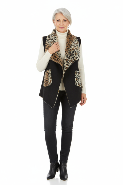 Faux Suede Leopard Gilet
