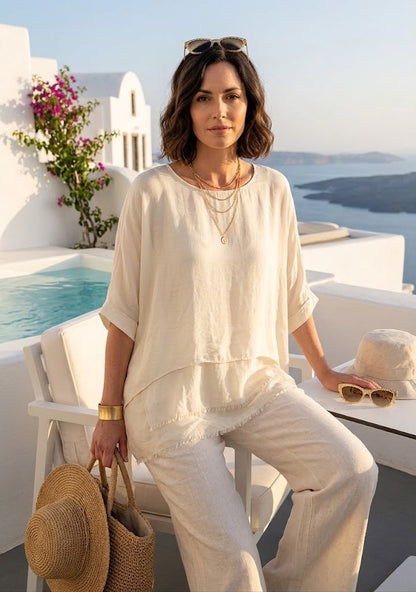Frayed Hem Silk Top