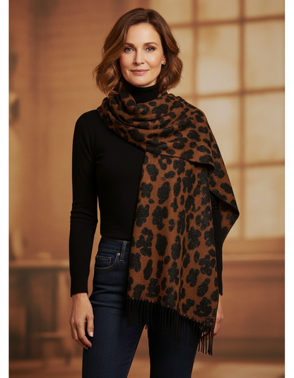 Leopard Lurex Cashmere Scarf