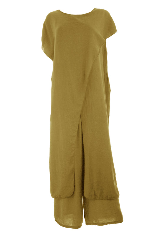 Crossover Tunic Top Wide Leg Trouser Set
