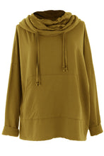 Load image into Gallery viewer, Satin Lined Cowl Neck Hooded Sweatshirt
