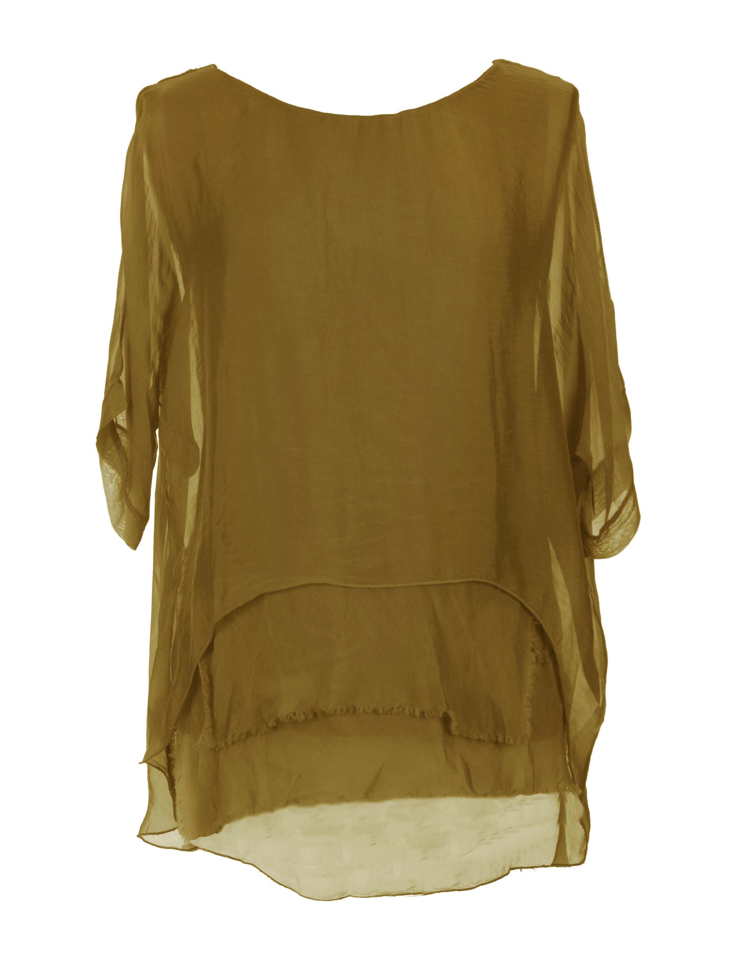Frayed Hem Silk Top