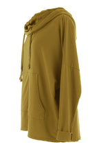 Load image into Gallery viewer, Satin Lined Cowl Neck Hooded Sweatshirt

