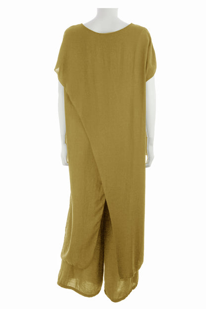 Crossover Tunic Top Wide Leg Trouser Set