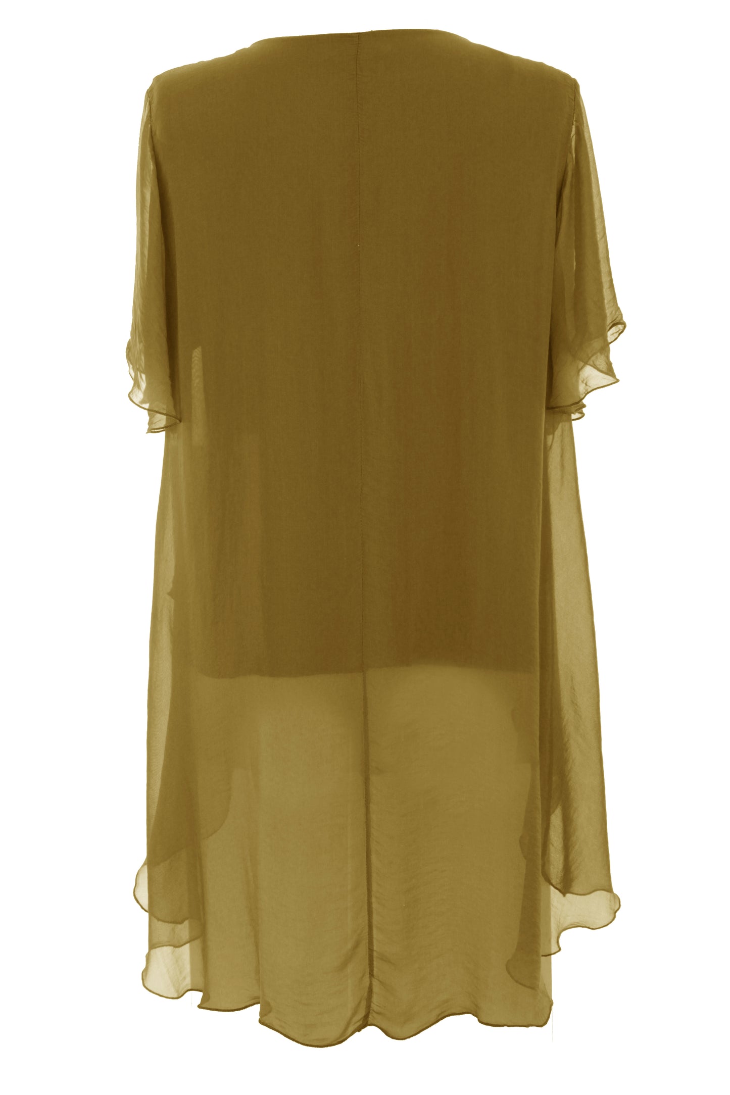V Neck Crossover Hem Silk Blouse