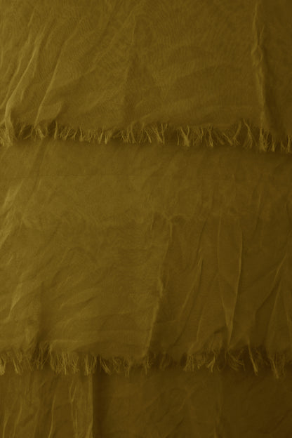 Sleeveless Frayed Detail Silk Midi