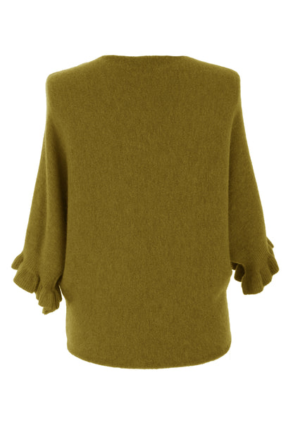 Frill Batwing Soft Knit Wool Jumper