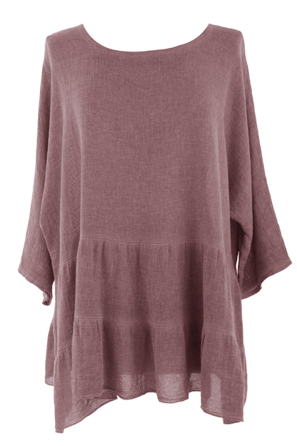 Tiered Hopsack Linen Top