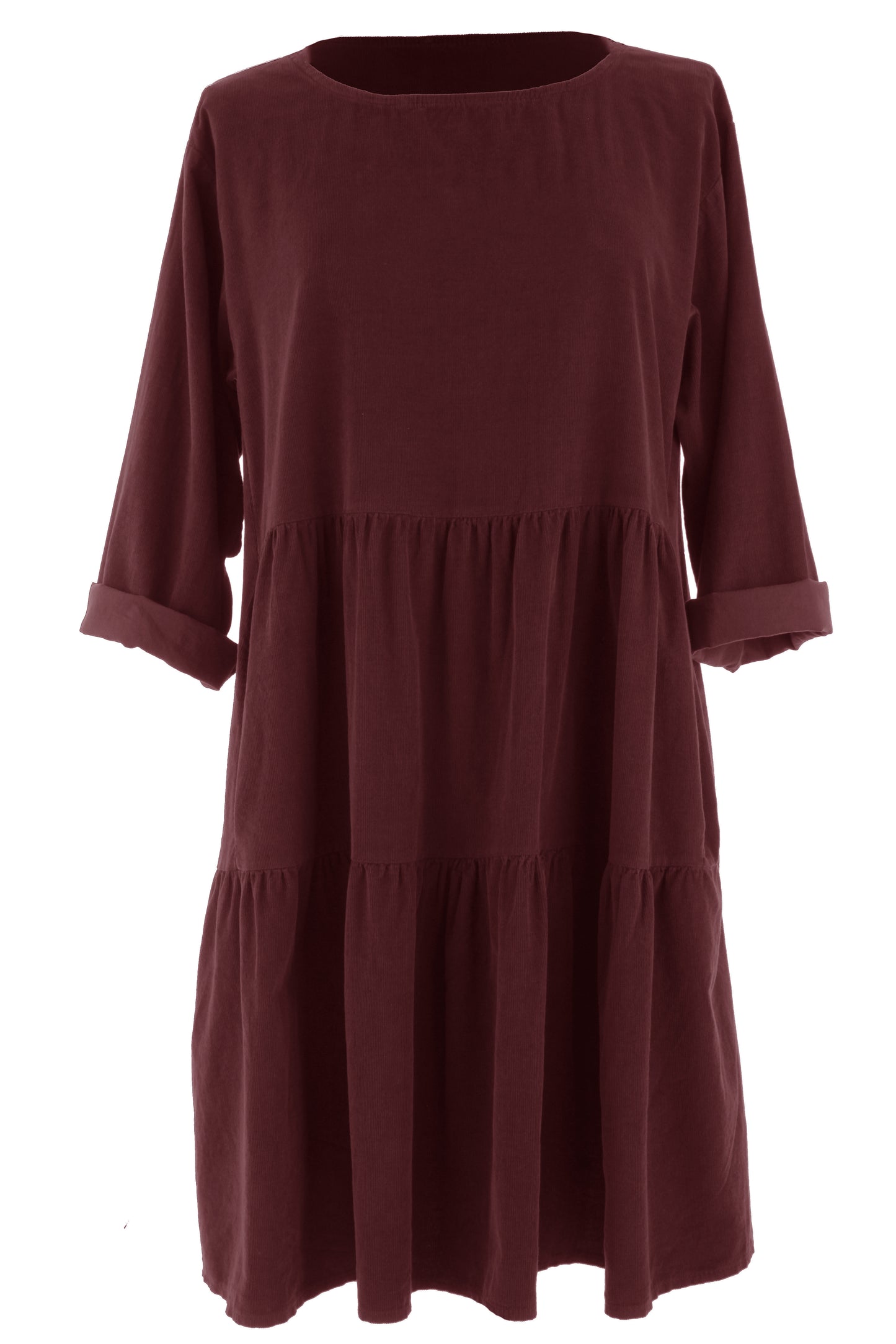 Tiered Swing Corduroy Dress