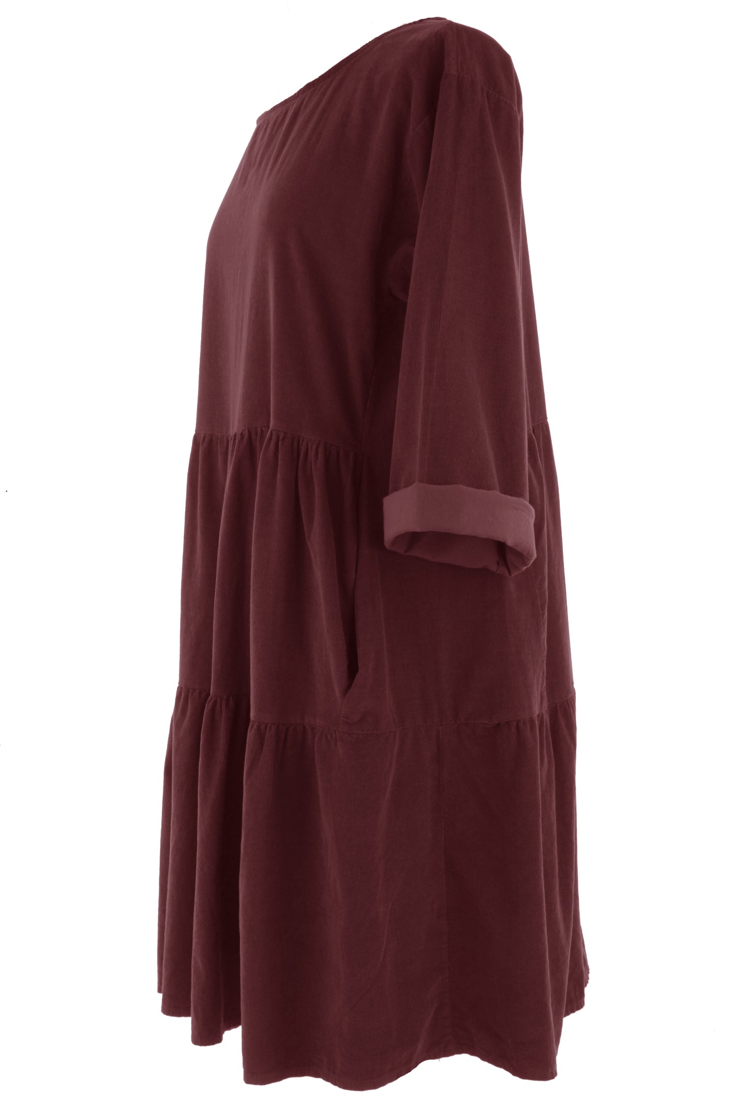 Tiered Swing Corduroy Dress