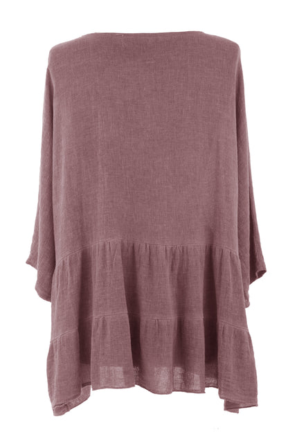 Tiered Hopsack Linen Top