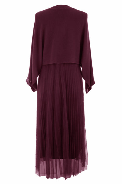 2 Piece Ribbed Top Mesh Dress