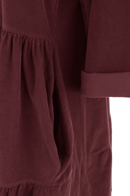 Tiered Swing Corduroy Dress