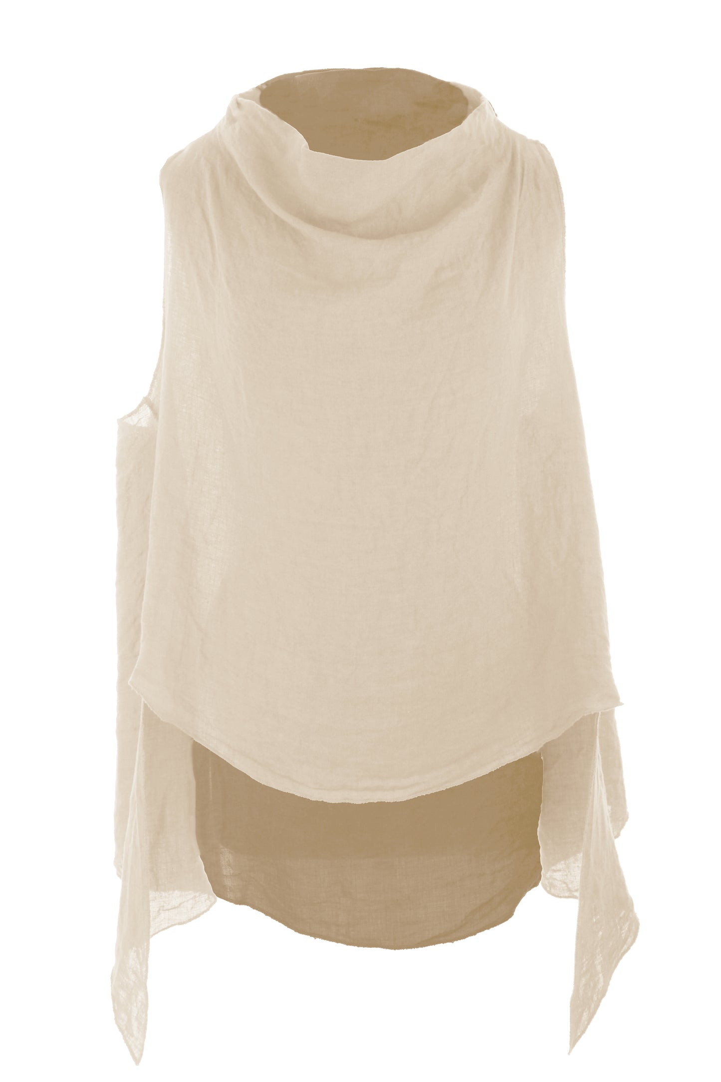 Sleeveless Cowl Neck Linen Top