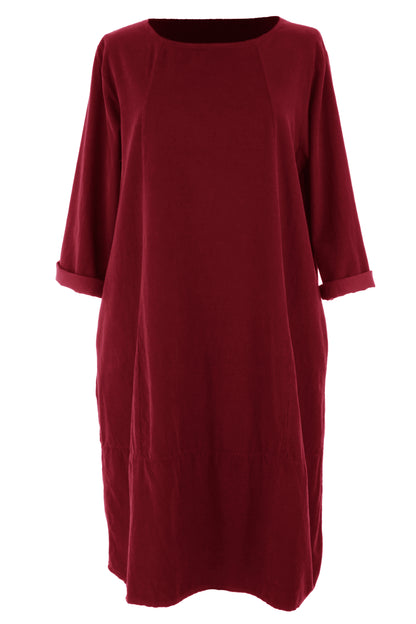 3/4 Sleeve Corduroy Dress