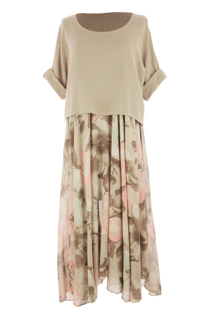 2 Piece Floral Flare Dress