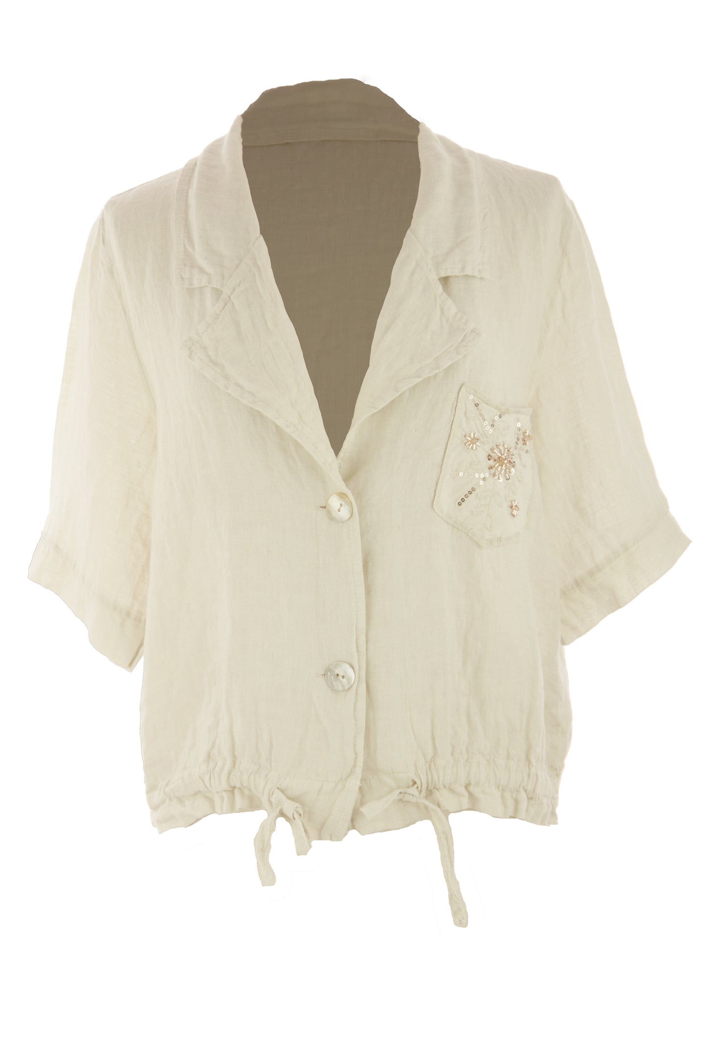 Beaded Pocket Linen Shirt