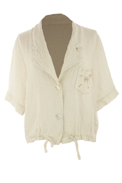 Beaded Pocket Linen Shirt