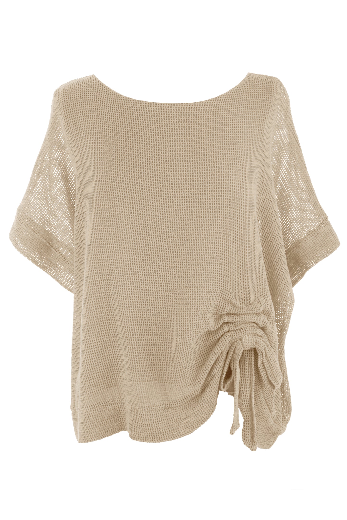 Tie Ruched Detail Mesh Top