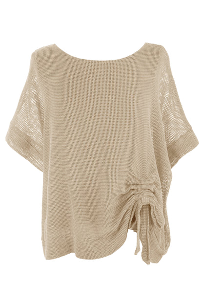 Tie Ruched Detail Mesh Top