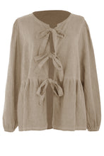 Load image into Gallery viewer, 3 Tie Washed Linen Cardigan
