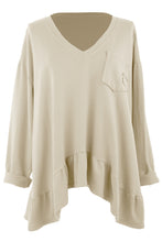 Load image into Gallery viewer, V Neck Frill Hem Jersey Top
