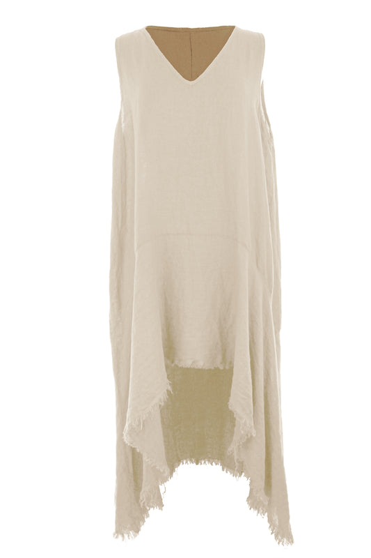 Sleeveless High Low Linen Tunic