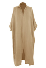 Load image into Gallery viewer, Batwing Collar Tulip Linen Midi
