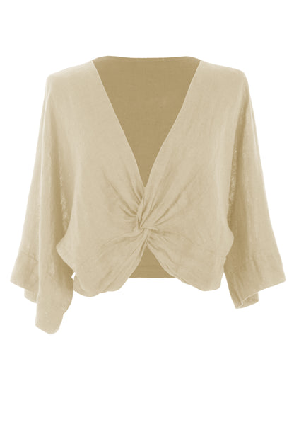 Twist Front Linen Crop Top