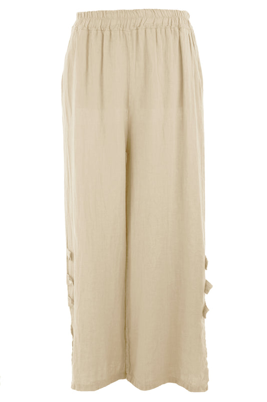 Tab Button Detail Linen Trouser