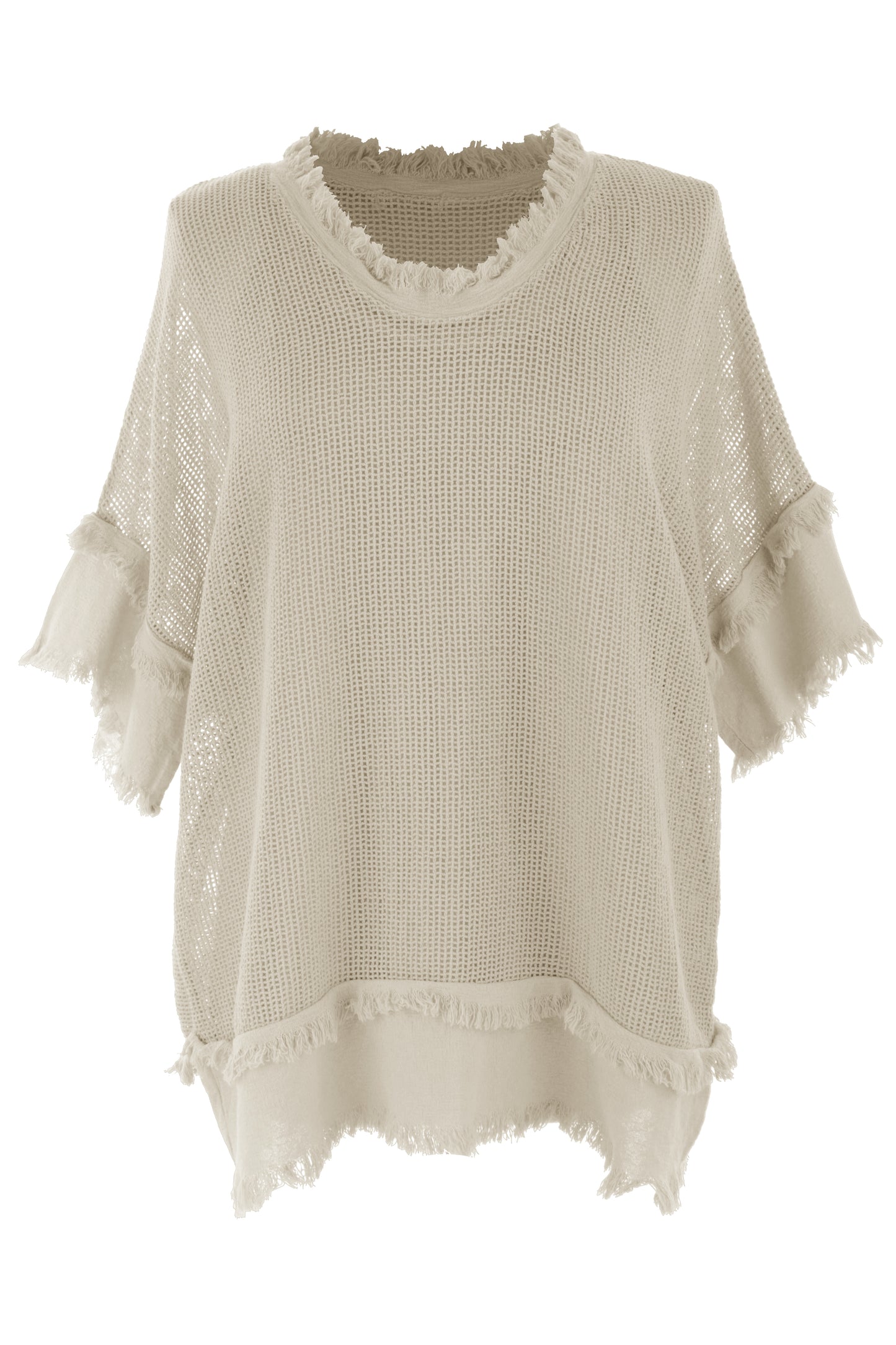 Frayed Trim Mesh Top with Vest