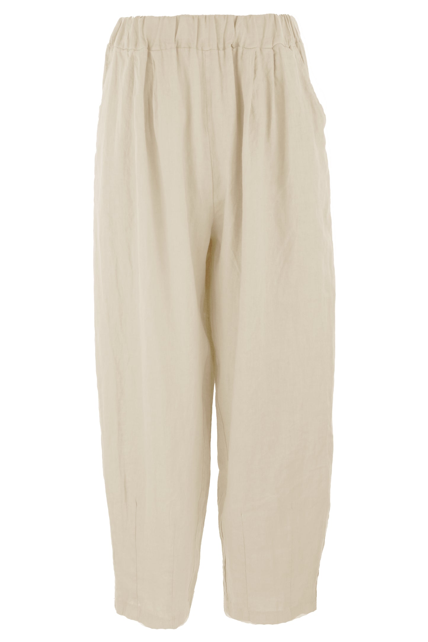 Pintuck Tapered Leg Linen Trouser